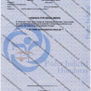 Constancia de Antecedentes Penales Honduras