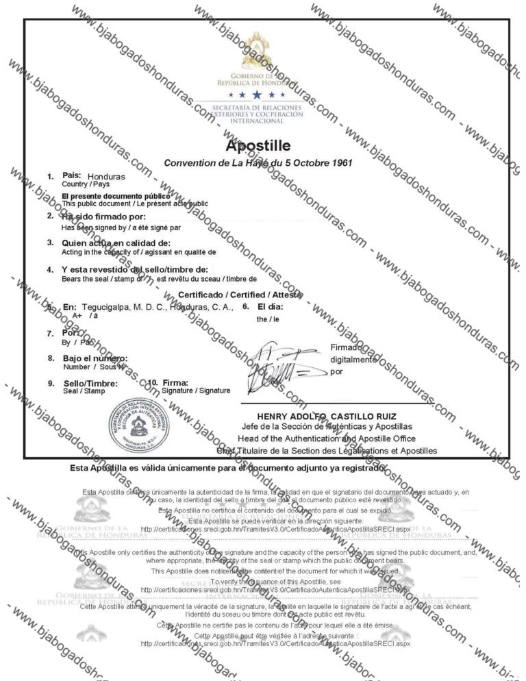 Certificado De Acta De Nacimiento O Partida De Nacimiento Servicio De Apostilla Honduras 0519